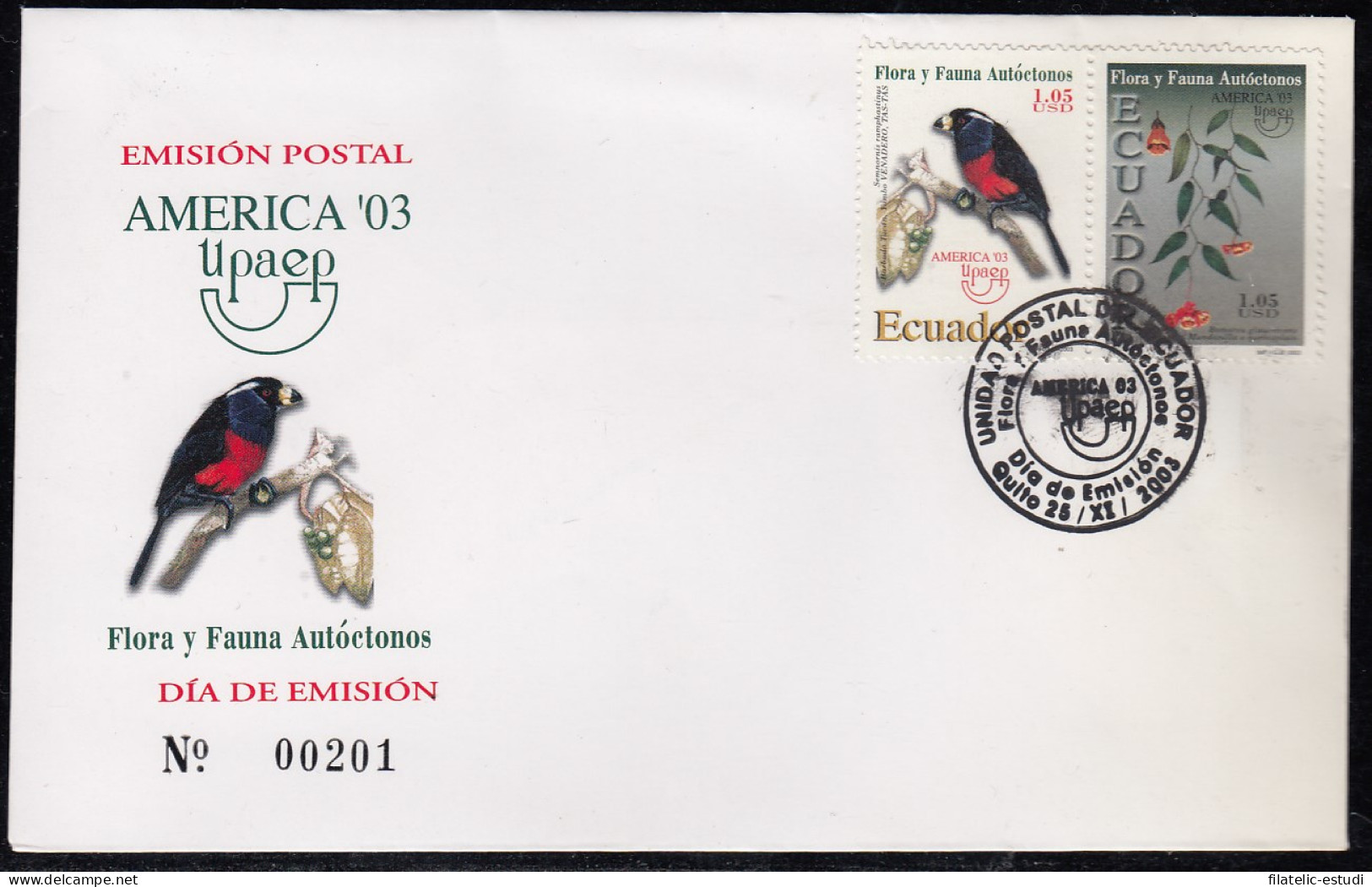 Upaep Ecuador 1769/70 2003 Semnornis Bomarea Bird SPD FDC Sobre Primer Día - Altri - America