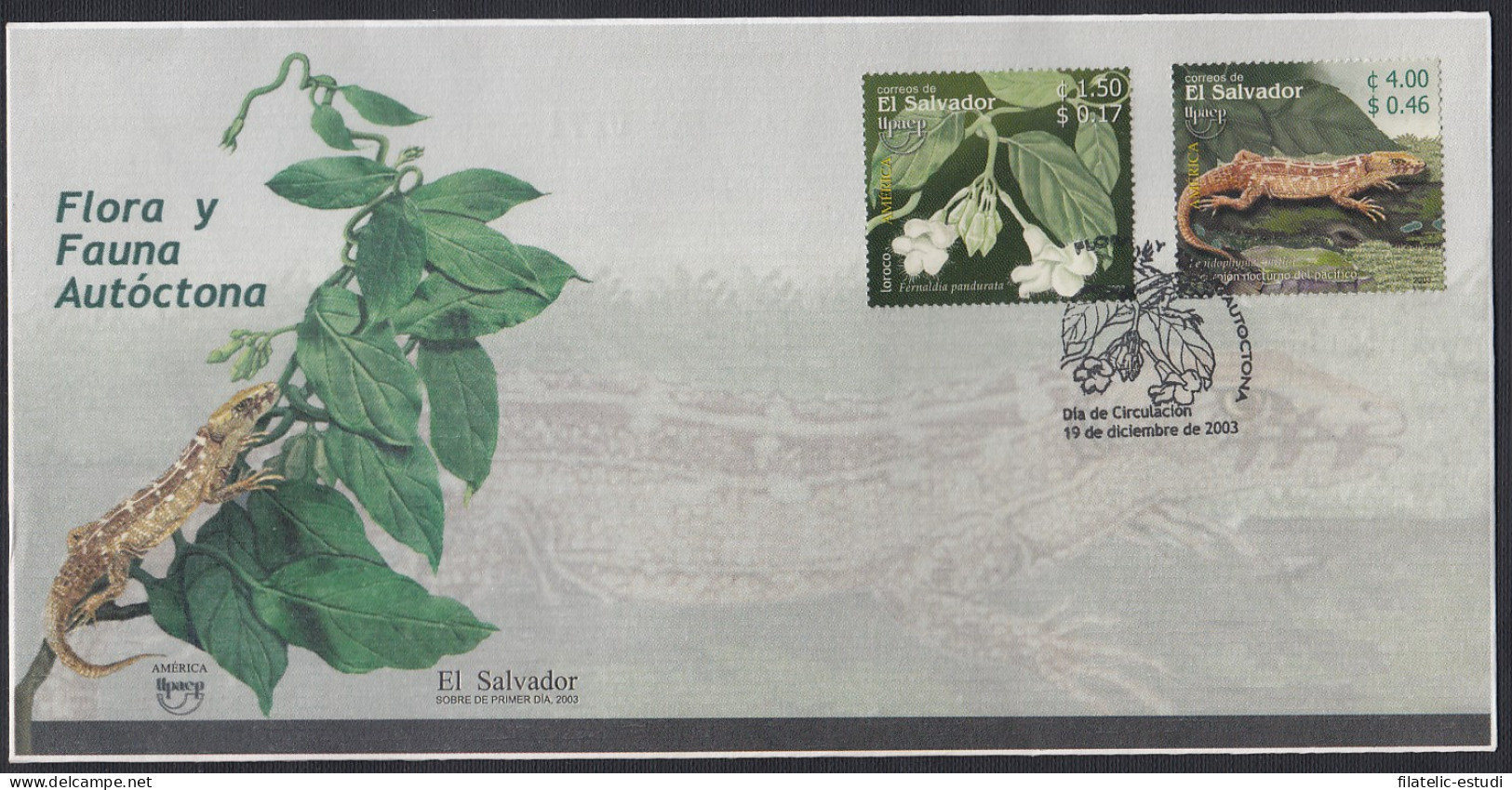 Upaep El Salvador 1559/60 2003 Fernaldia Lepidophyma SPD FDC Sobre Primer Día - Altri - America