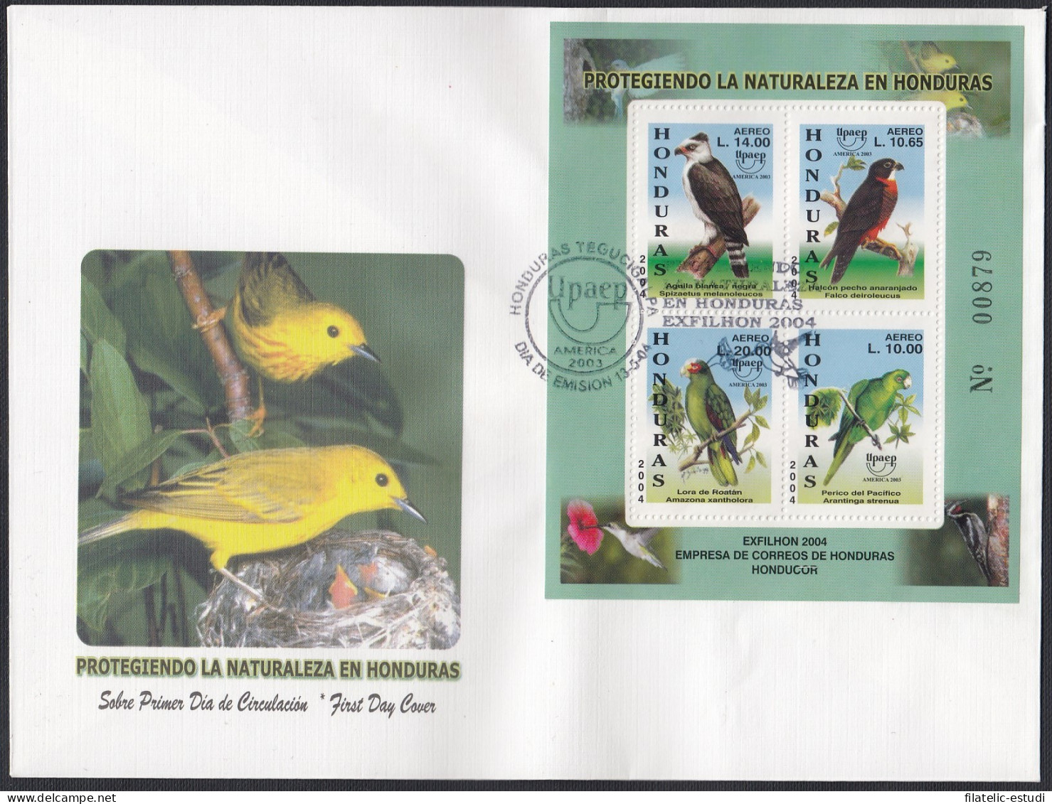 Upaep Honduras BF 73 2003 Spizaetus Melanoleucus SPD FDC Sobre Primer Día - Altri - America