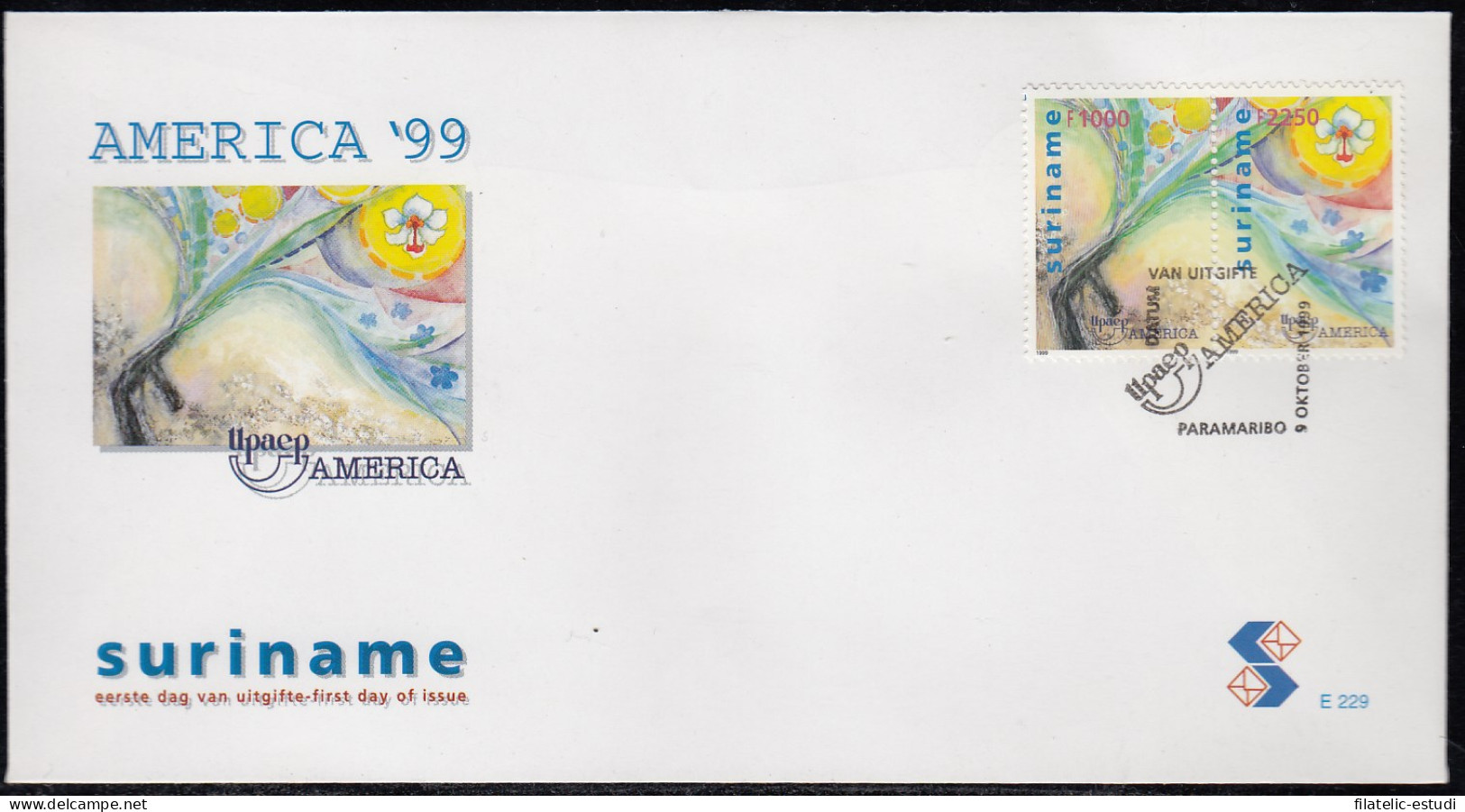 Upaep Suriname 1543/44 1999 Arma Disparando Una Flor SPD FDC Sobre Primer Día - Altri - America