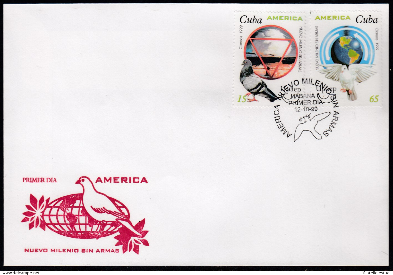 Upaep Cuba 3838/39 1999 Paloma Y Explosión Tierra SPD FDC Sobre Primer Día - Altri - America