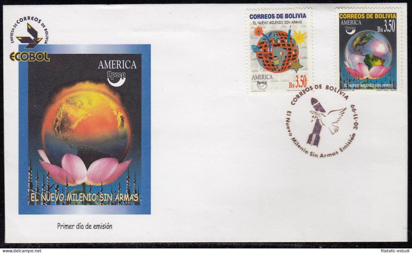 Upaep Bolivia 1036/37 1999 La Tierra En Una Flor SPD FDC Sobre Primer Día - Altri - America