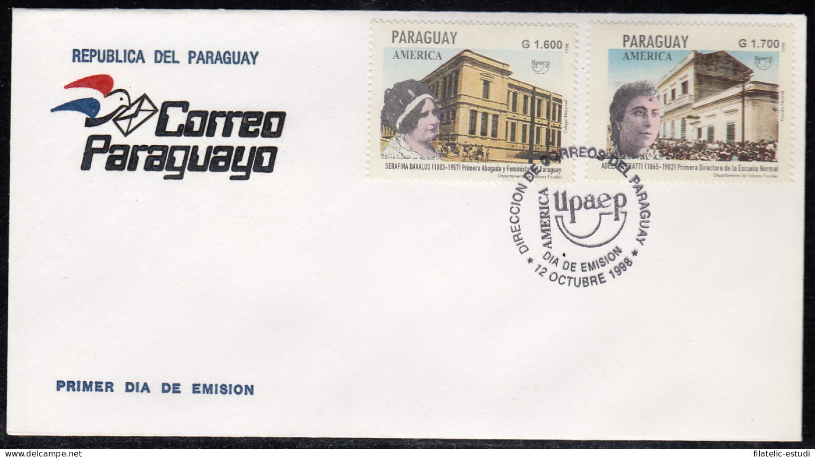 Upaep Paraguay 2764/65 1998 Serafina Davalos SPD FDC Sobre Primer Día - Altri - America