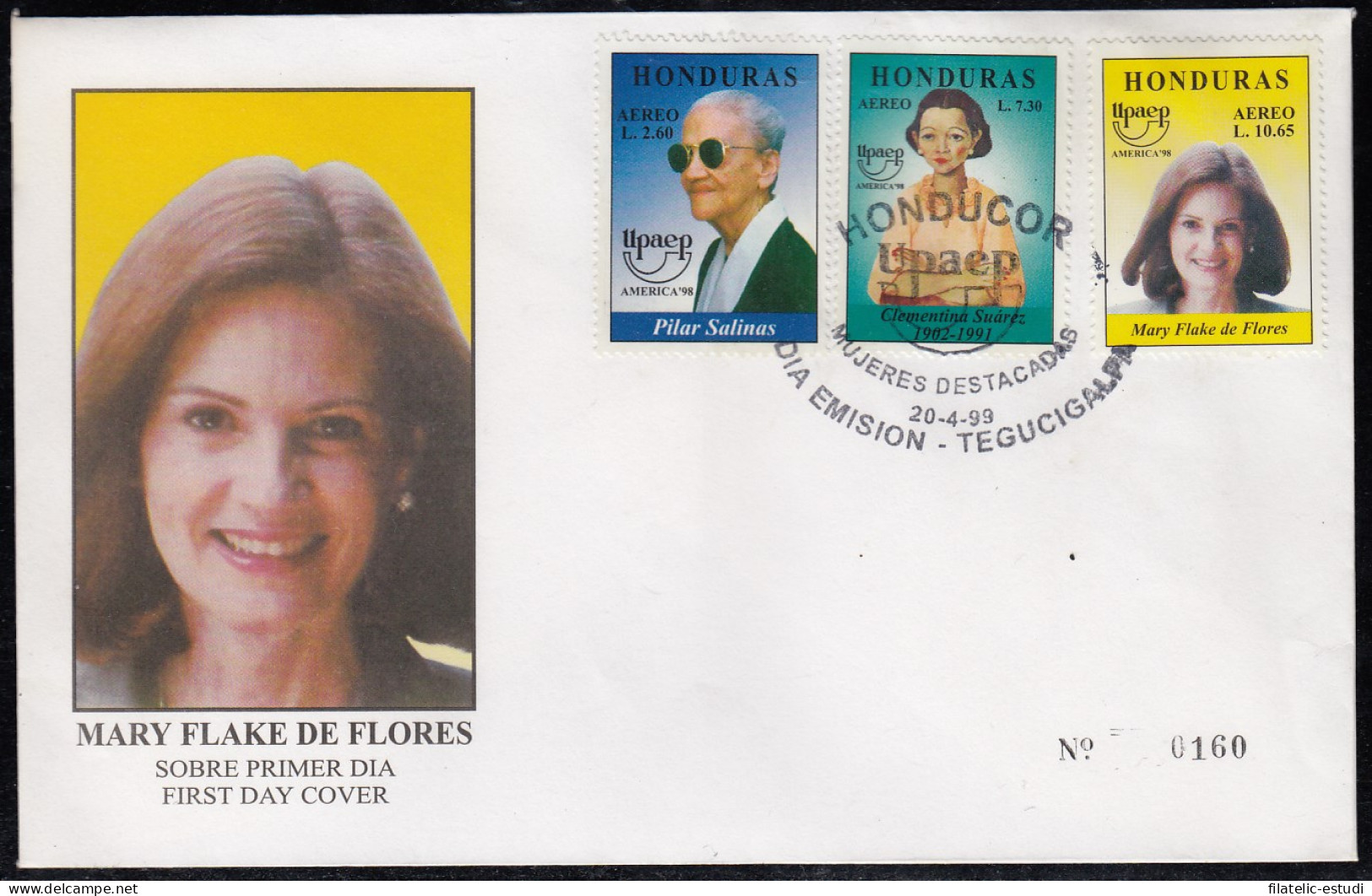 Upaep Honduras 968/70 1998 Pilar Clementina Mary Flake SPD FDC Sobre Primer Dí - Altri - America