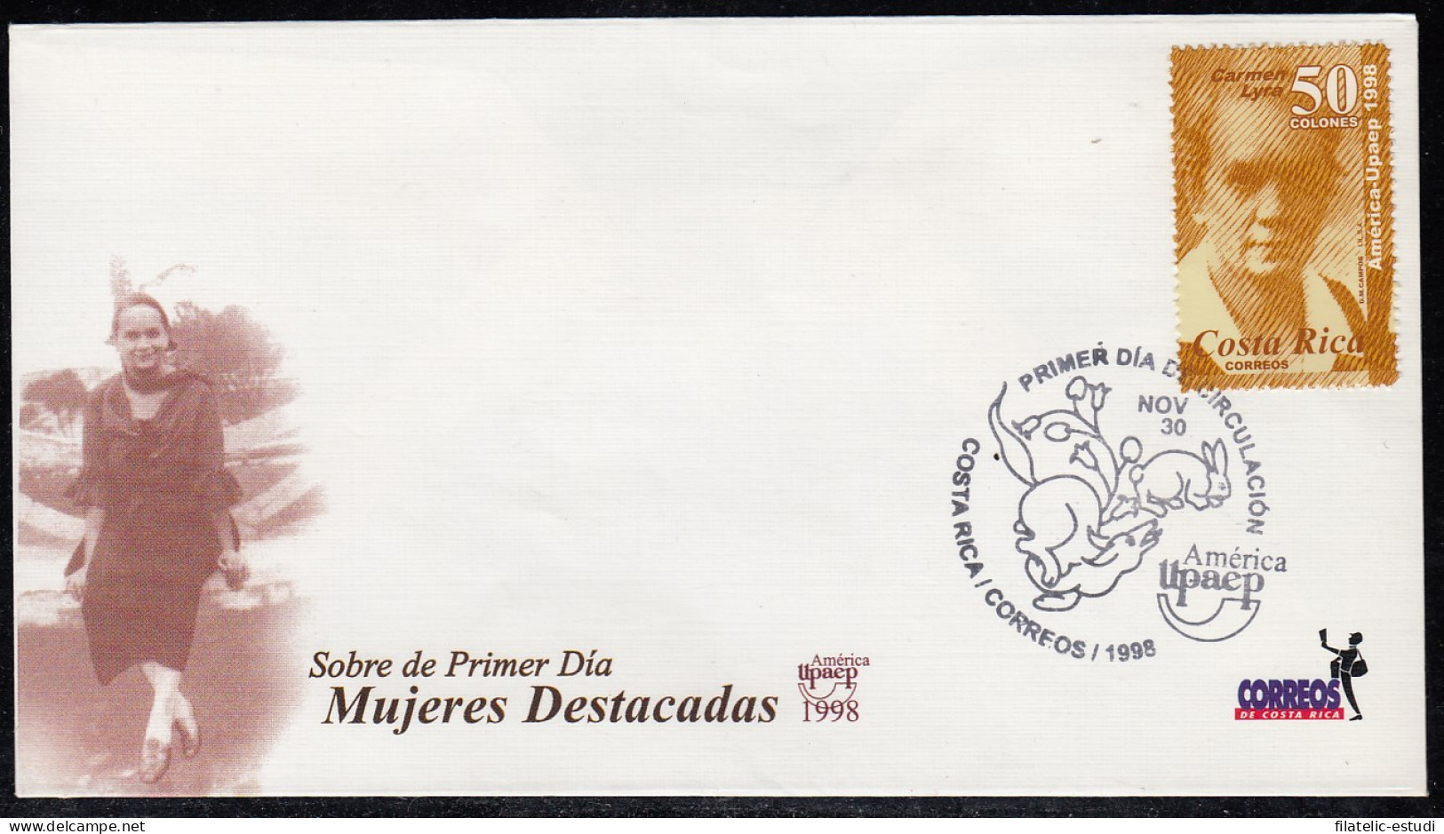 Upaep Costa Rica 642 1998 Carmen Lyra SPD FDC Sobre Primer Día - Altri - America