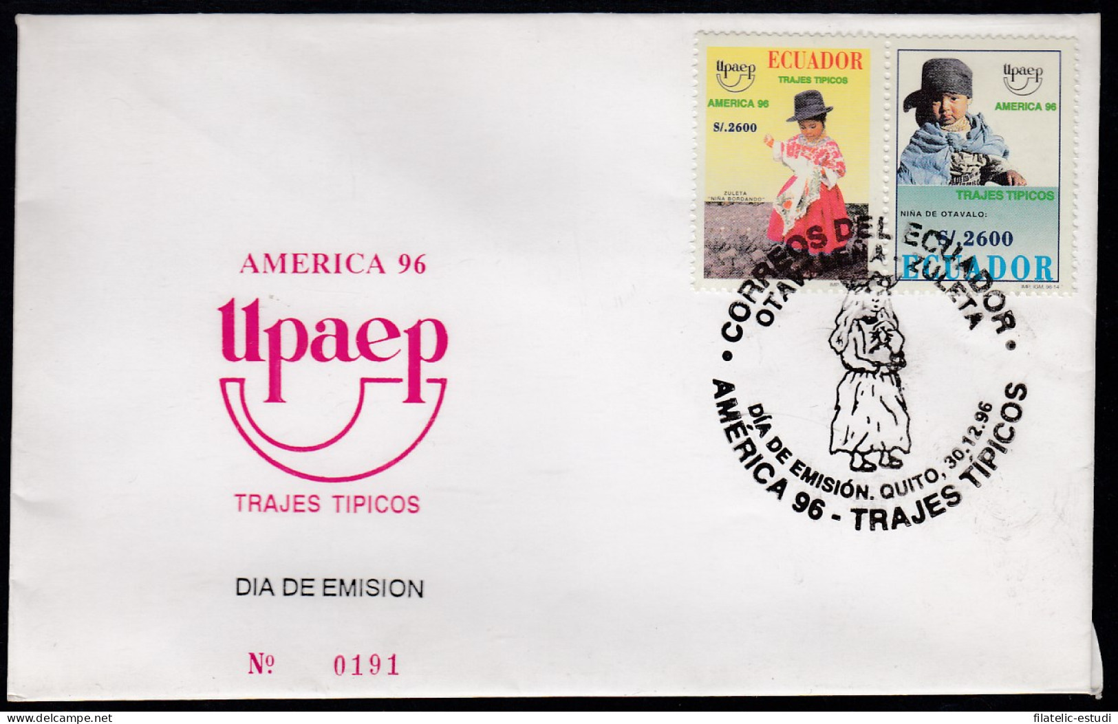 Upaep Ecuador 1373/74 1996 Niña Bordando Otavalo SPD FDC Sobre Primer Día - Altri - America