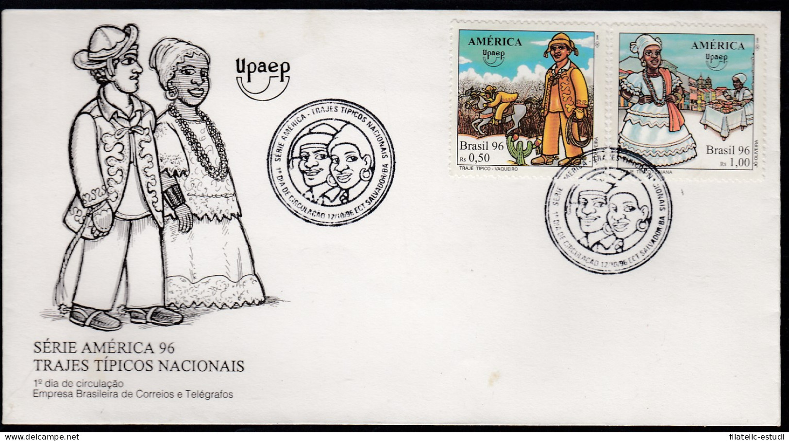 Upaep Brasil 2299/00 1996 Vaquero Mujer De La Bahía SPD FDC Sobre Primer Día - Altri - America