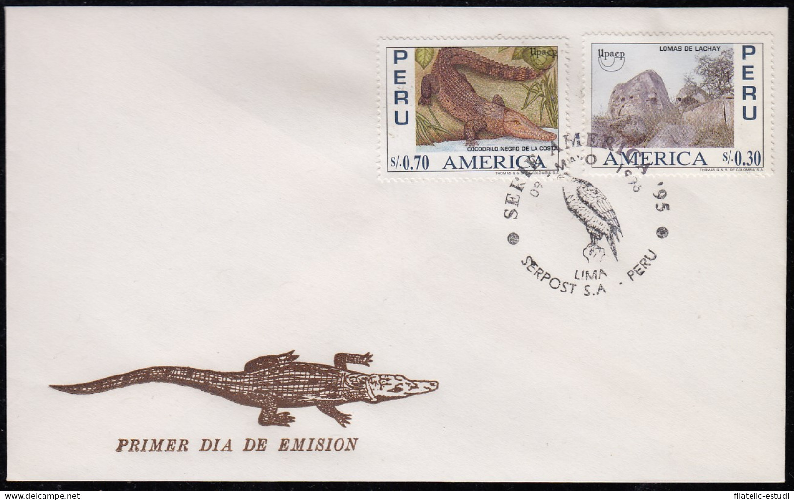 Upaep Perú 1076/77 1995 Reseva Lachay Crocodylus SPD FDC Sobre Primer Día - Altri - America