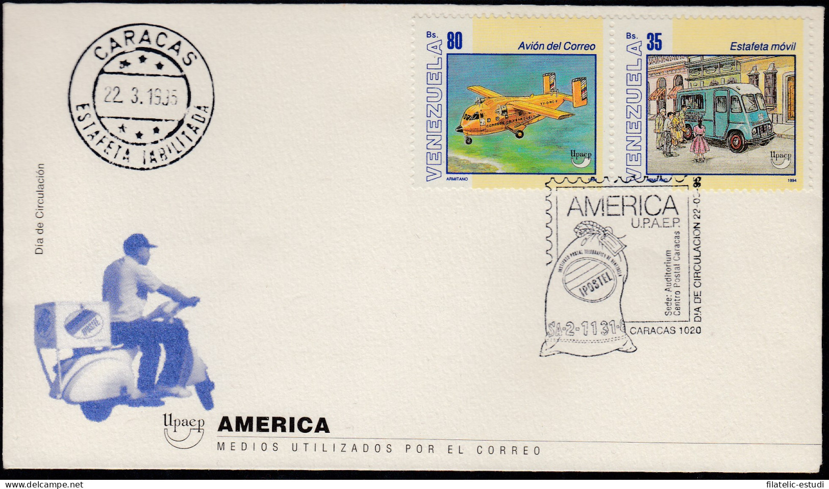 Upaep Venezuela 1719/20 1994 Camioneta Y Avión Postal SPD FDC Sobre Primer Día - Altri - America