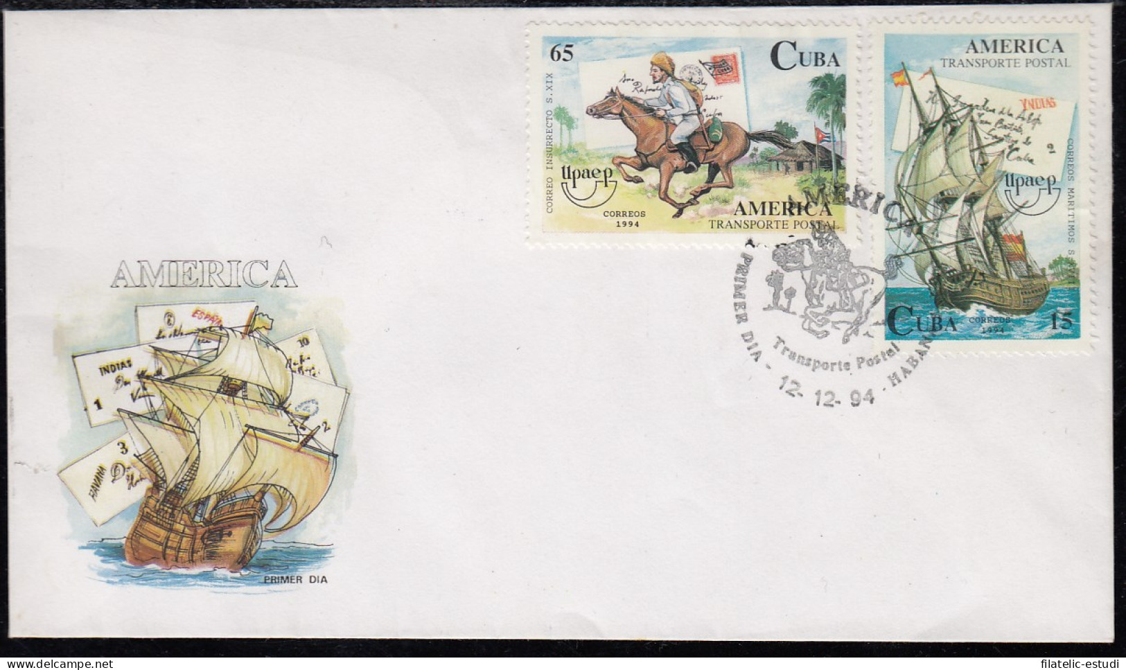 Upaep Cuba 3418/19 1994 Correo Naval SXVIII Y SXIX SPD FDC Sobre Primer Día - Altri - America