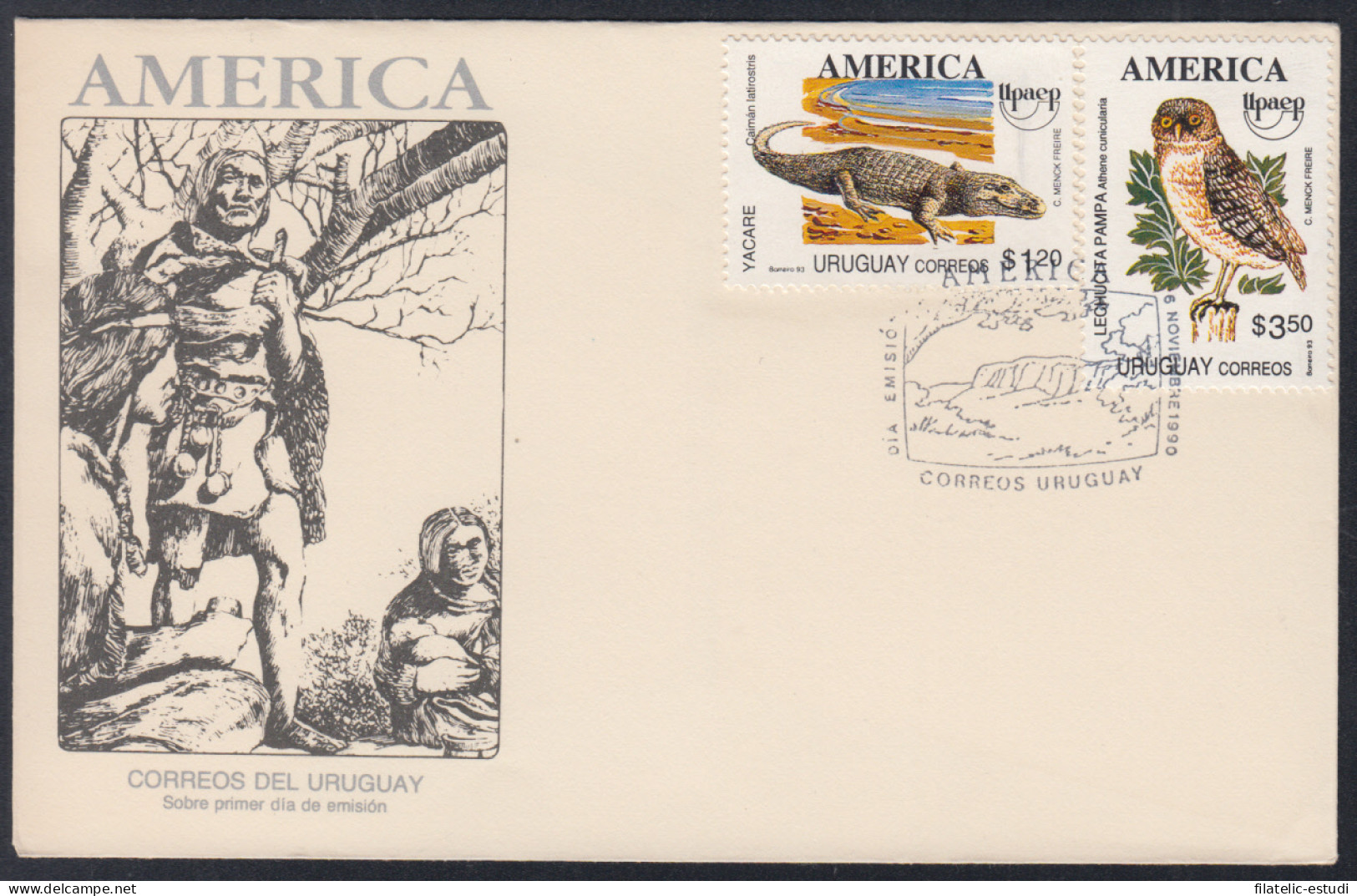 Upaep Uruguay 1463/64 1993 Fauna Bird Caiman Latirostris Speotyto SPD FDC Sobr - Altri - America