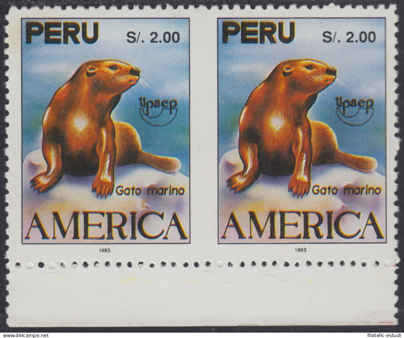 Upaep 1993 Perú Sin Dentar Vertical Imperforated Pareja Fauna MNH - Autres - Amérique