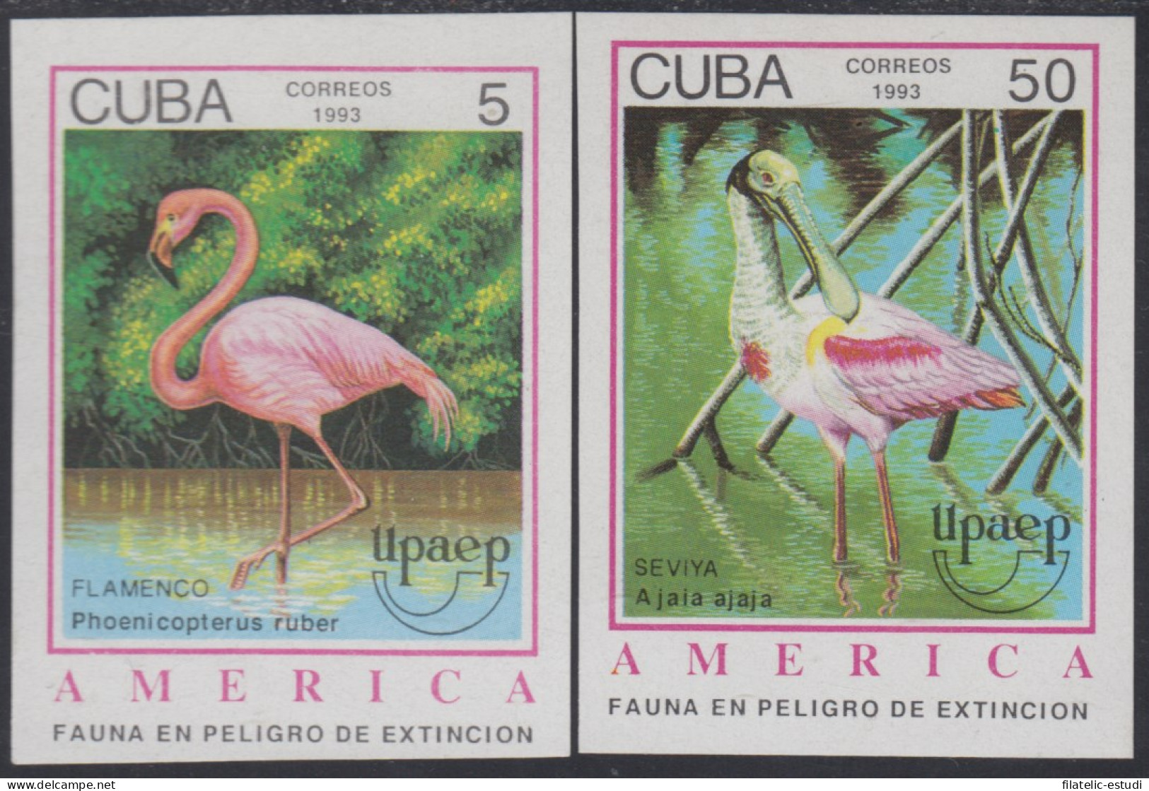 Upaep 1993 Cuba 3323/24s Sin Dentar Imperforated Fauna Pájaros Bird Variety - Autres - Amérique
