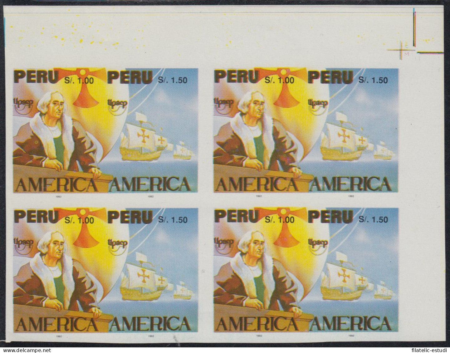 Upaep 1992 Perú Variedad Variety Sin Dentar Colon Columbus Bl.4 - Autres - Amérique