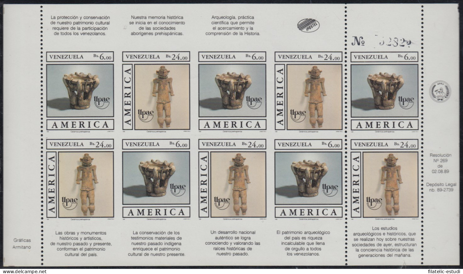 Upaep 1989 1459/60 Venezuela Variety Sin Dentar Impeforated Minihojita - Autres - Amérique