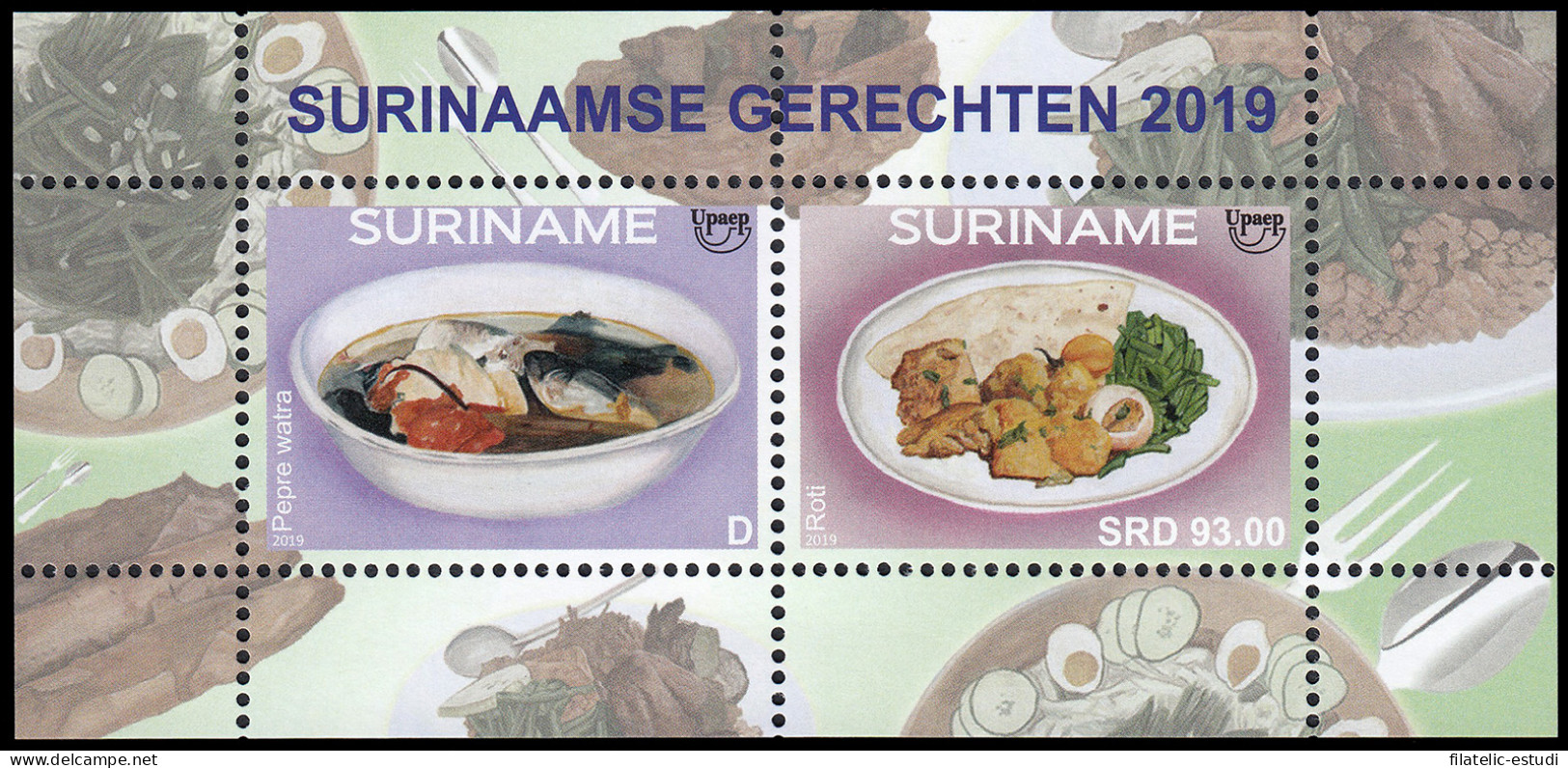 Upaep Suriname 2019 Comida Tradicional Hoja Bloque MNH - Autres - Amérique