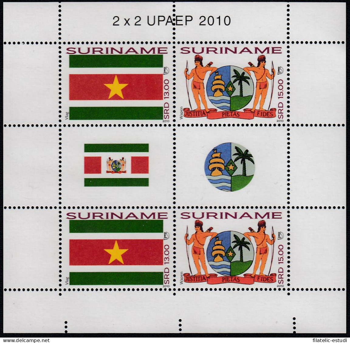 Upaep Suriname 2169/70 2010 Mini Hoja Bandera Y Escudo Adoptados MNH - Sonstige - Amerika