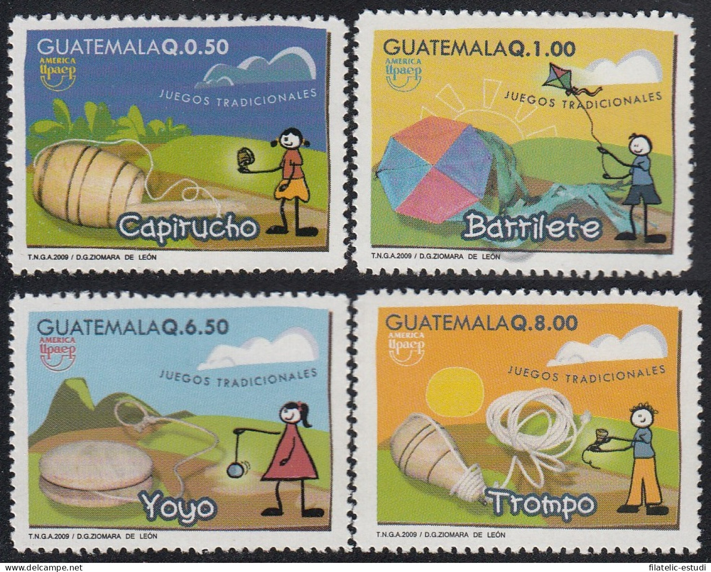 Upaep Guatemala 624/27 2009 Juegos Trompo Capitucho Yoyo Barrilete MNH - Sonstige - Amerika