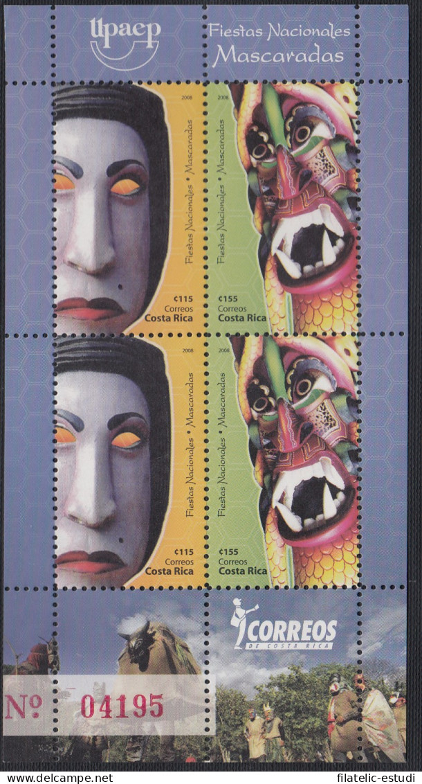 Upaep Costa Rica 877/78 2008 Fiestas Nacionales Mascaradas MNH - Altri - America