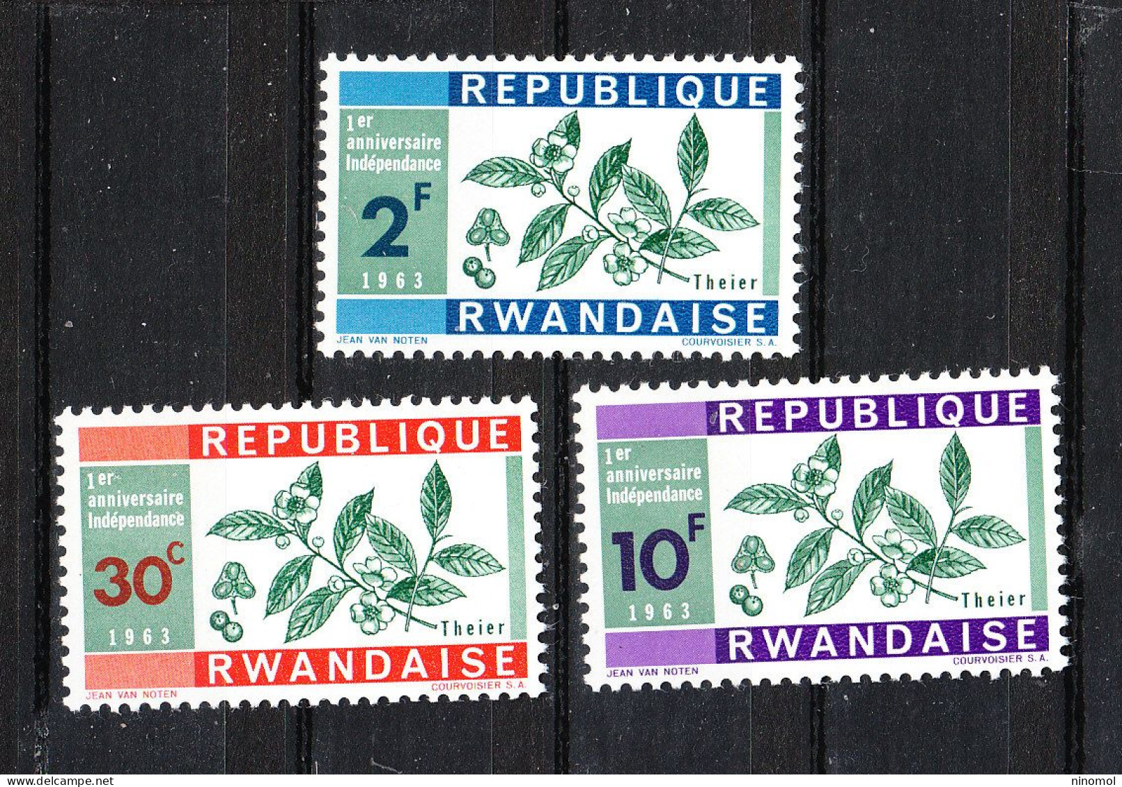 Rwanda  - 1963. I Tre Francobolli Della Serie Piante Del The. Tea Plants. The Three Stamps From The Series MNH - Piante Medicinali