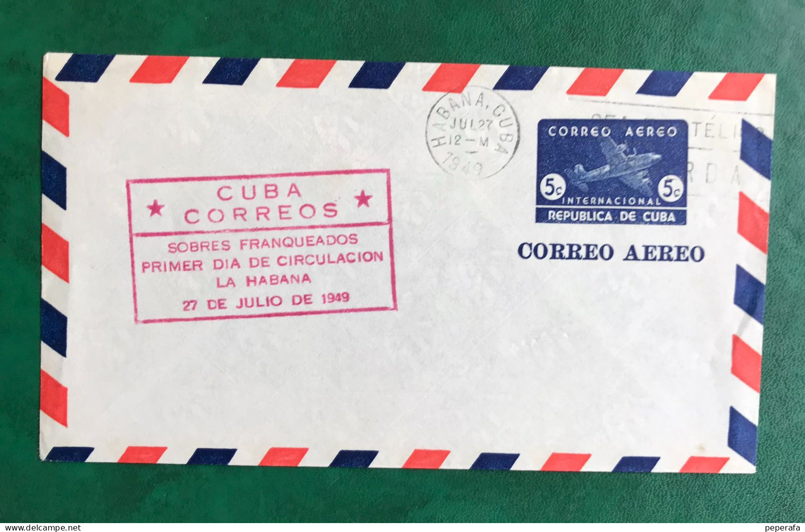 CUBA 1949, Spanish Antillas, SOBRE ENTERO POSTAL/ STACIONERY, CORREO AÉREO INTERNACIONAL - Airmail