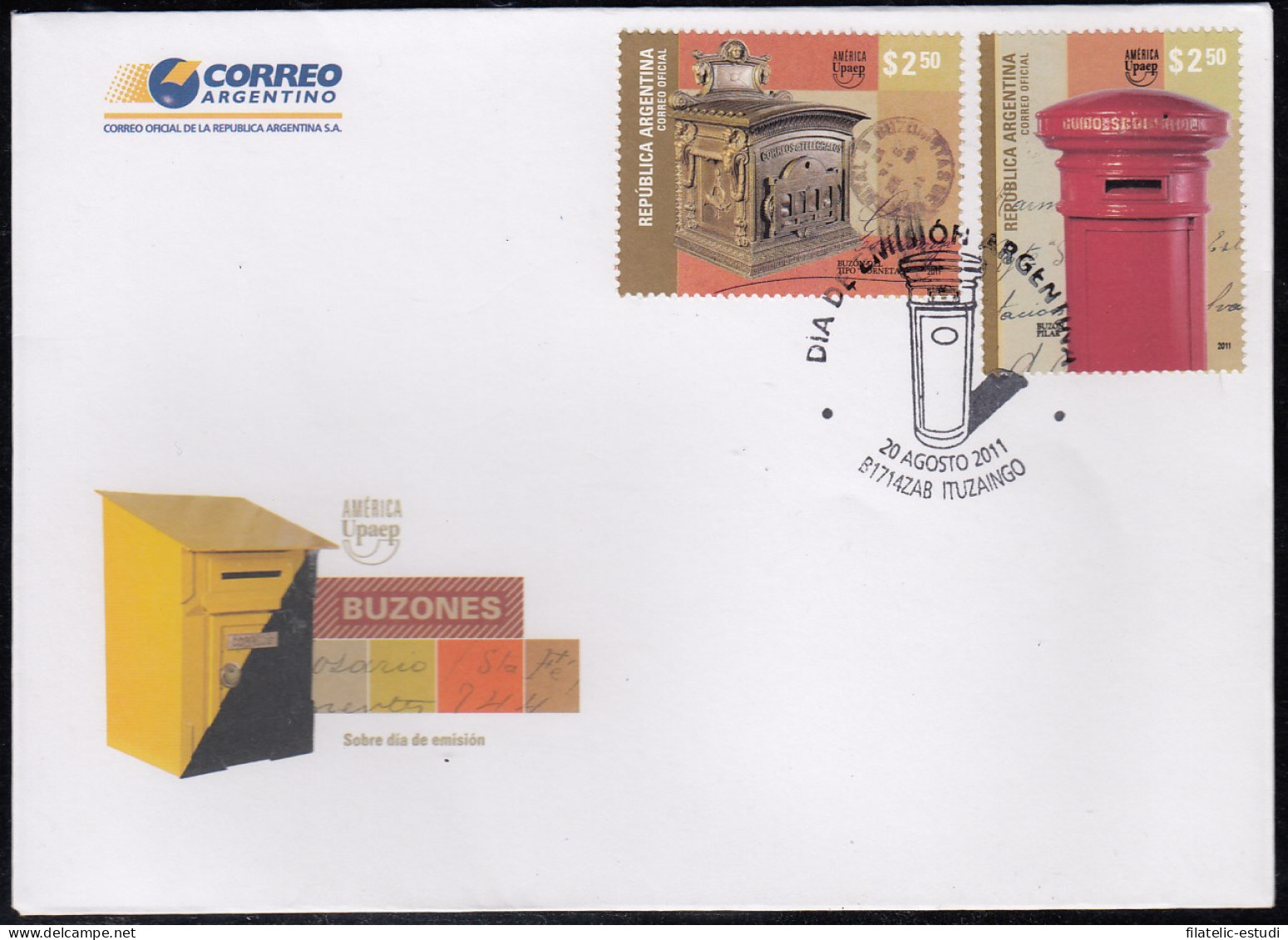 Upaep Argentina 2413/14 2011 Buzón Del Tipo Corneta SPD FDC Sobre Primer Día - Sonstige - Amerika