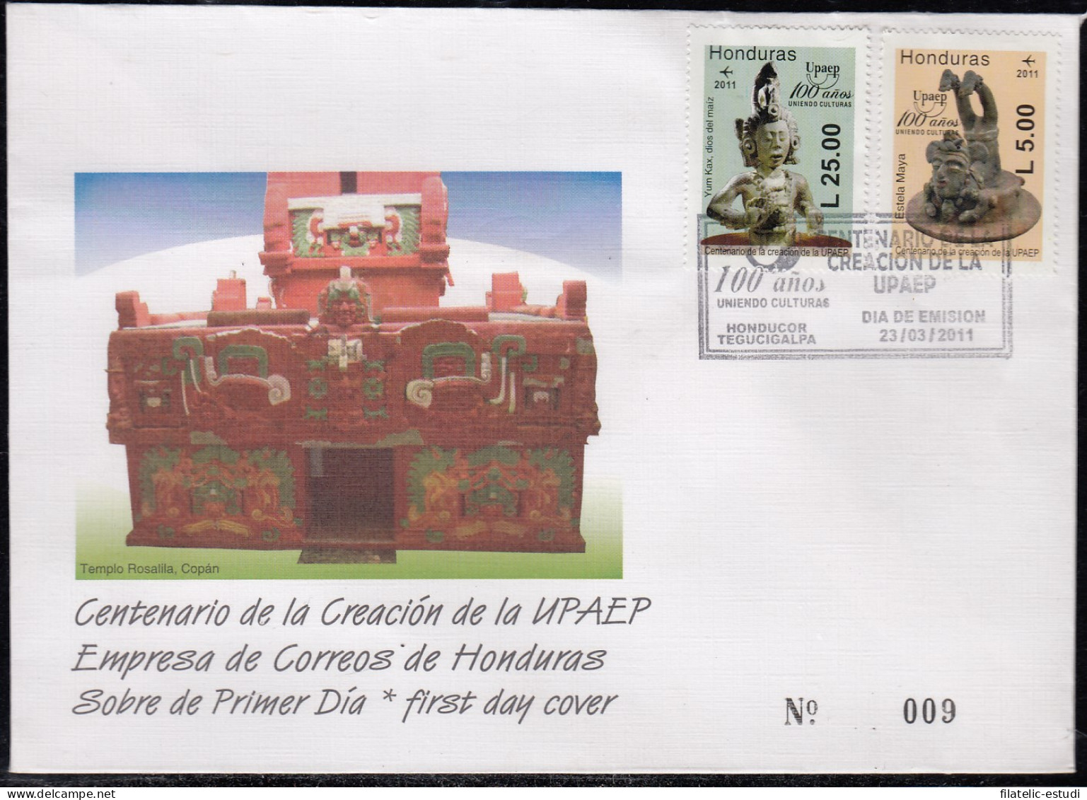 Upaep Honduras 1356/57 2011 Dios Del Maíz Estela Maya SPD FDC Sobre Primer Día - Sonstige - Amerika