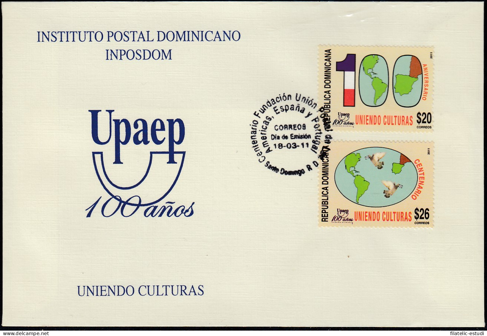 Upaep Rep Dominicana 1637/38 2011 Uniendo Culturas SPD FDC Sobre Primer Día - Sonstige - Amerika