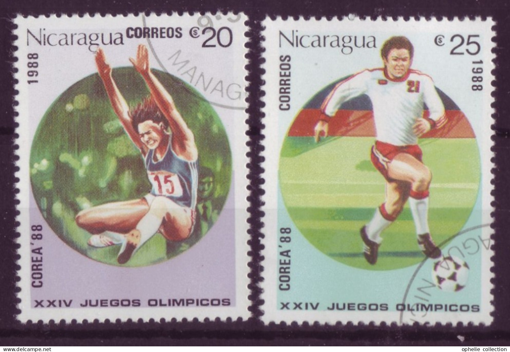 Amérique - Nicaragua - Correa'88 - XXIII° Juegos Olimpicos Atena 2004 - 2 Timbres Différents - 6525 - Nicaragua