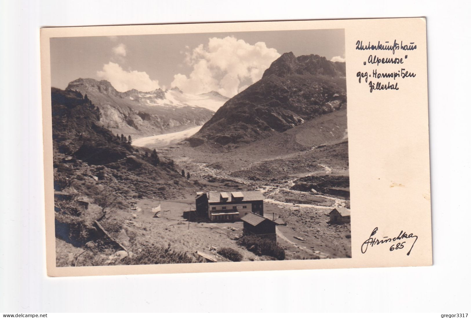 E5263) Unterkunftshaus ALPENROSE Geg. Hornspitzen TIROL - Alte FOTO AK - Zillertal