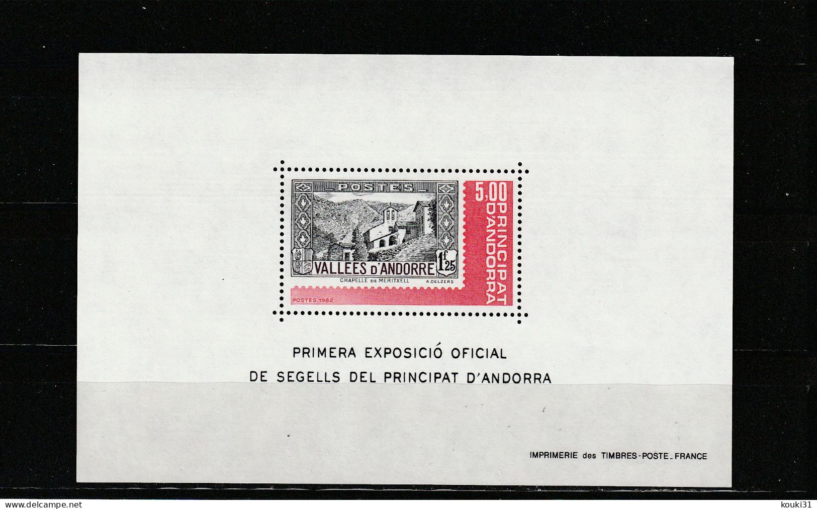 Andorre YT BF 1 ** : Timbre Sur Timbre - 1982 - Hojas Bloque