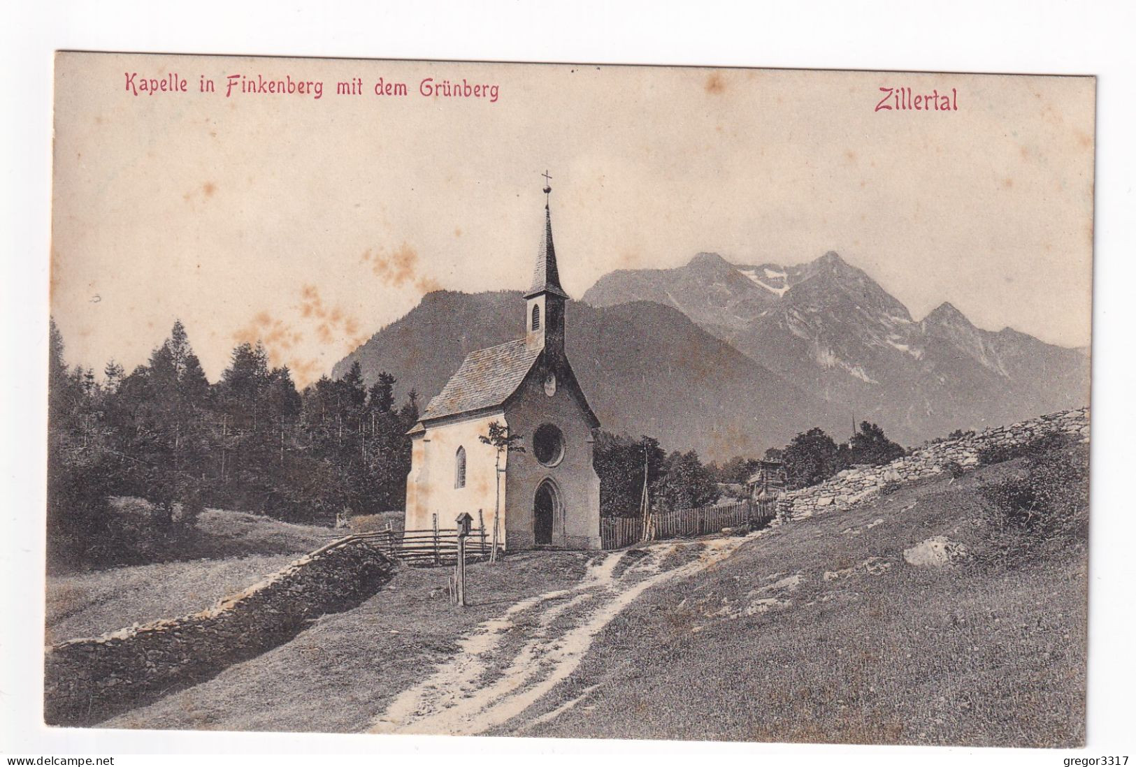 E5267) ZILLERTAL - Kapelle In FINKENBERG Mit Dem Grünberg 1909 - Zillertal