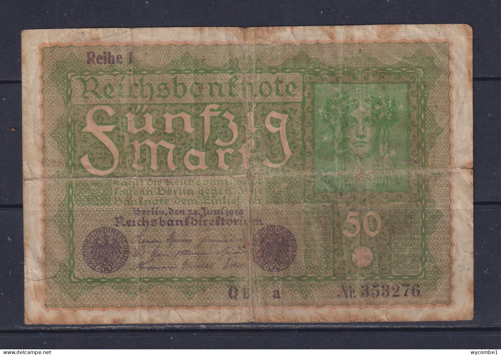 GERMANY - 1919 50 Mark Circulated Banknote - 50 Mark