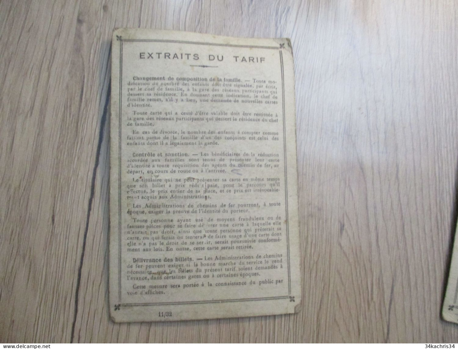 Carte D'Identité  SNCF Chemins De Fer Famille Nombreuse 1933 Abonnement Réduction 30% - Otros & Sin Clasificación