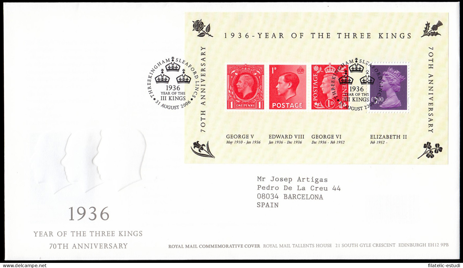 Gran Bretaña HB 39 2006 SPD FDC 1936 Año De Los Tres Reyes Sobre Primer Día Th - Non Classés