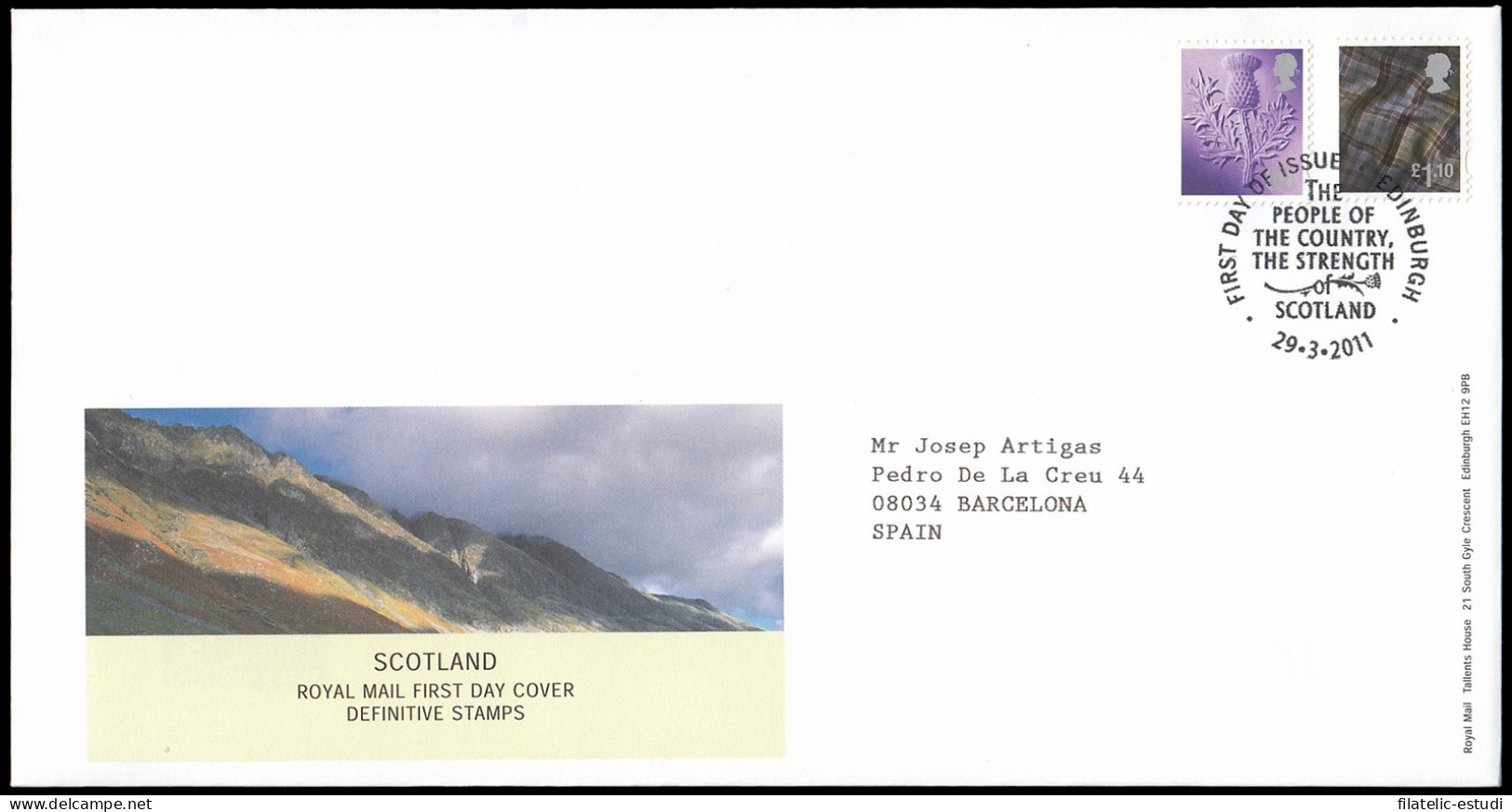 Gran Bretaña 3468/75 (de La Serie) 2011 SPD FDC Serie Regional Escocia Sobre P - Ohne Zuordnung