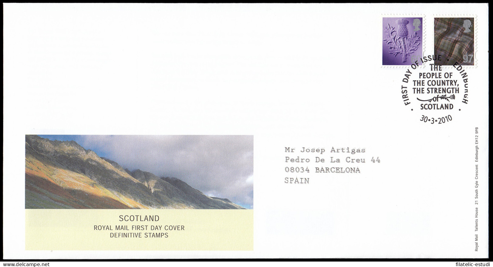 Gran Bretaña 3312/19 (de La Serie) 2010 SPD FDC  Serie Regional Escocia Sobre  - Ohne Zuordnung