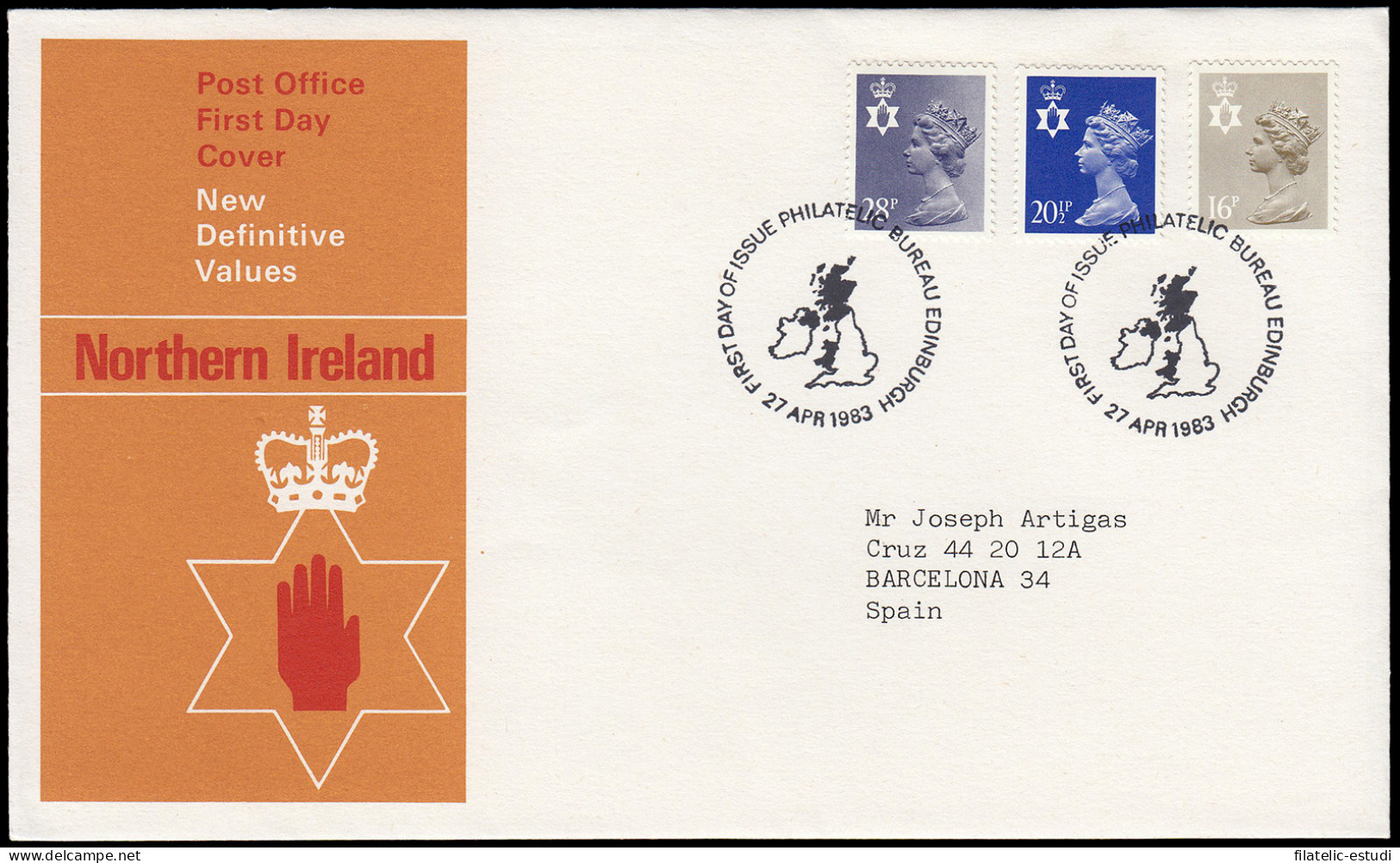 Gran Bretaña 1082/90 (de La Serie) 1983 SPD FDC Serie Reina Isabel II Irlanda  - Ohne Zuordnung