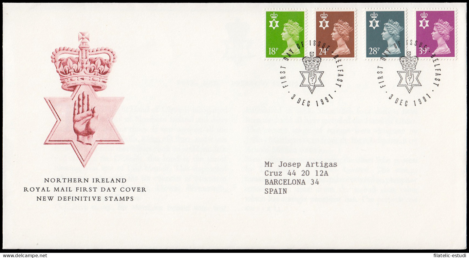 Gran Bretaña 1579/90 (de La Serie) 1991 SPD FDC Serie Reina Isabel II Irlanda  - Ohne Zuordnung