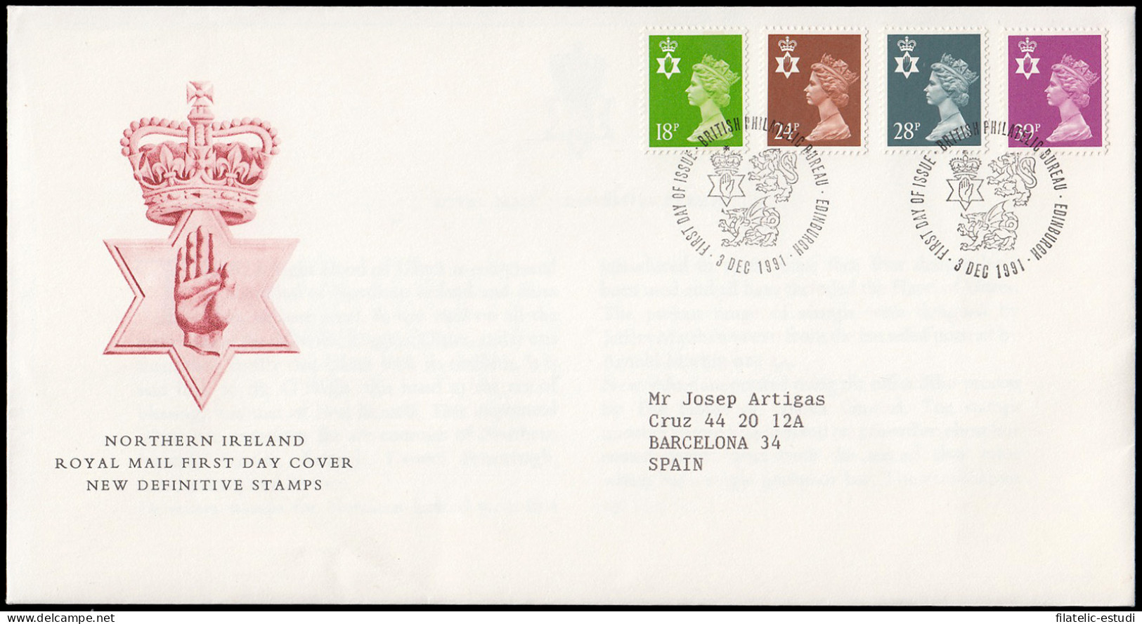 Gran Bretaña 1579/90 (de La Serie) 1991 SPD FDC Serie Reina Isabel II Irlanda  - Non Classés