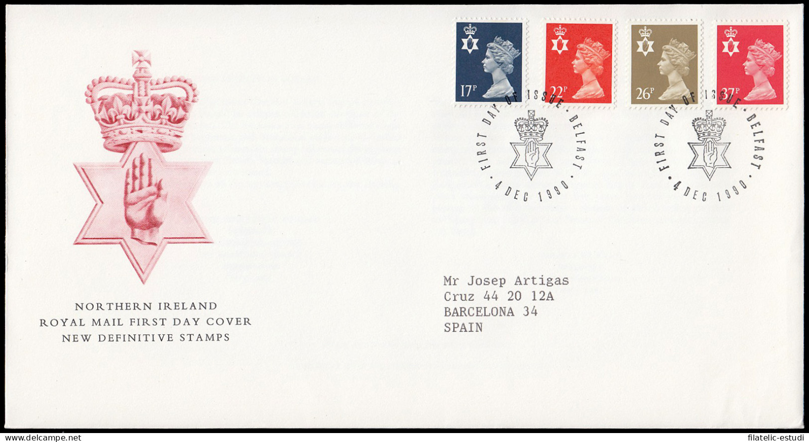 Gran Bretaña 1499/10 (de La Serie) 1990 SPD FDC  Serie Reina Isabel II Irlanda - Ohne Zuordnung