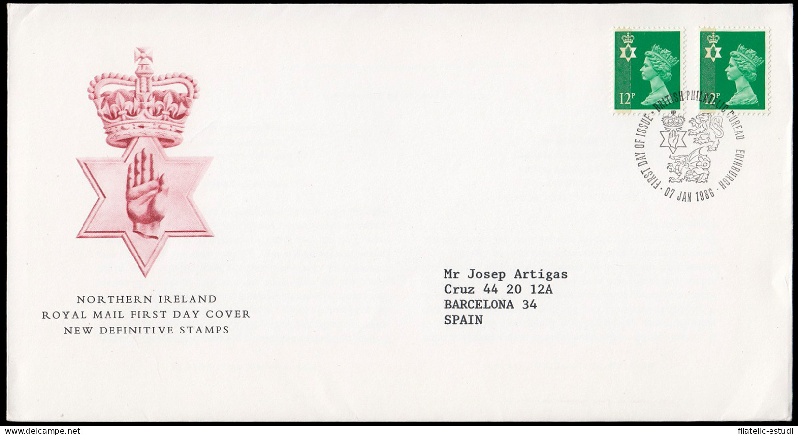 Gran Bretaña 1207 1986 SPD FDC Serie Reina Isabel II Irlanda Del Norte Sobre P - Non Classés