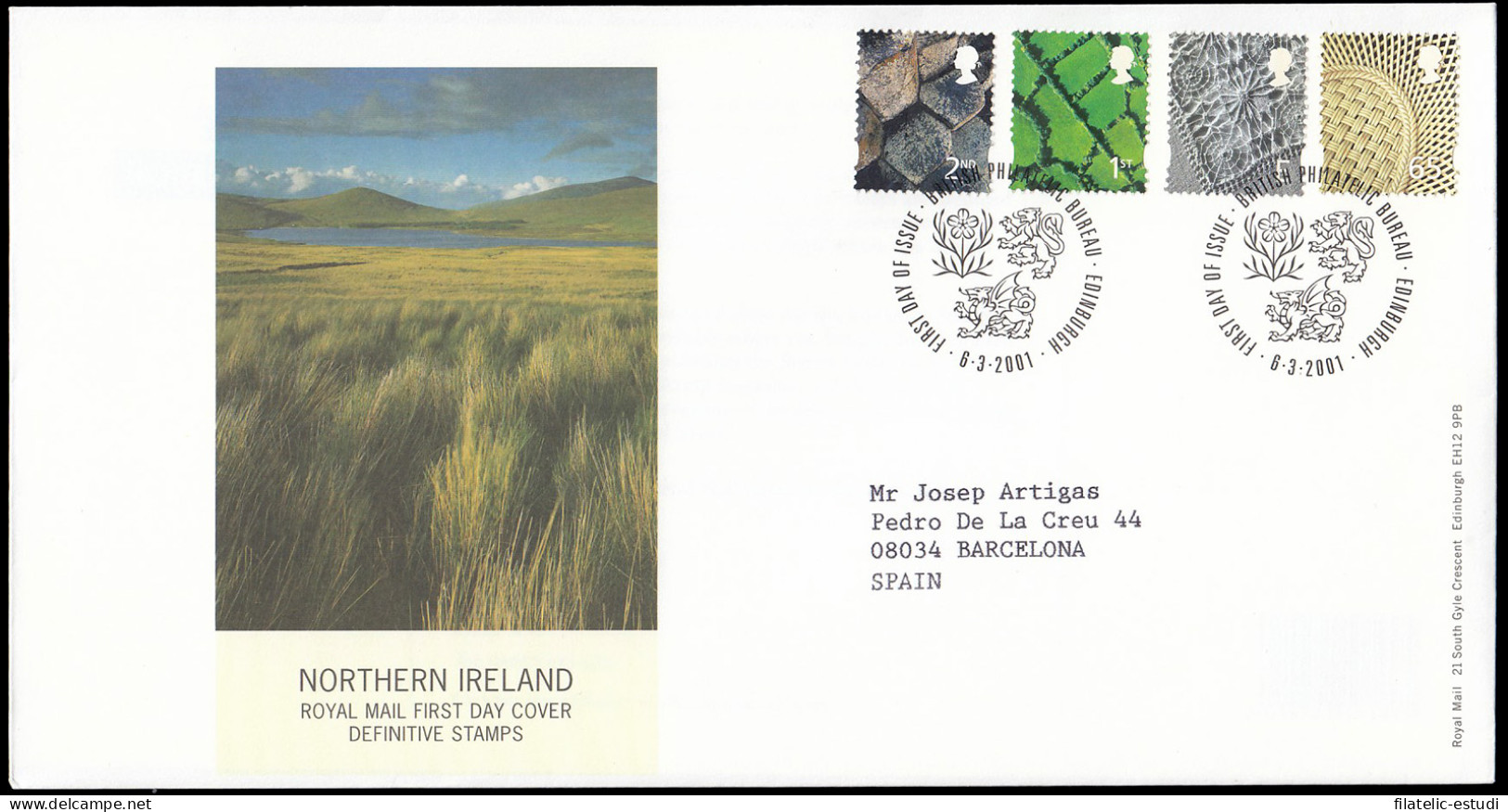 Gran Bretaña 2236/39 2001 SPD FDC Serie Regional Irlanda Del Norte Sobre Prime - Unclassified