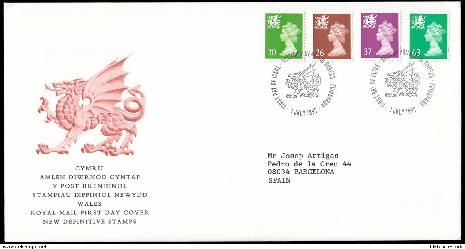 Gran Bretaña 1976/87 (de La Serie) 1997 SPD FDC Serie Reina Isabel II Sobre Pr - Ohne Zuordnung