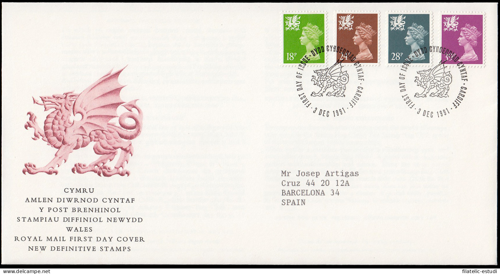 Gran Bretaña 1579/90 (de La Serie) 1991 SPD FDC Serie Reina Isabel II Gales  S - Unclassified