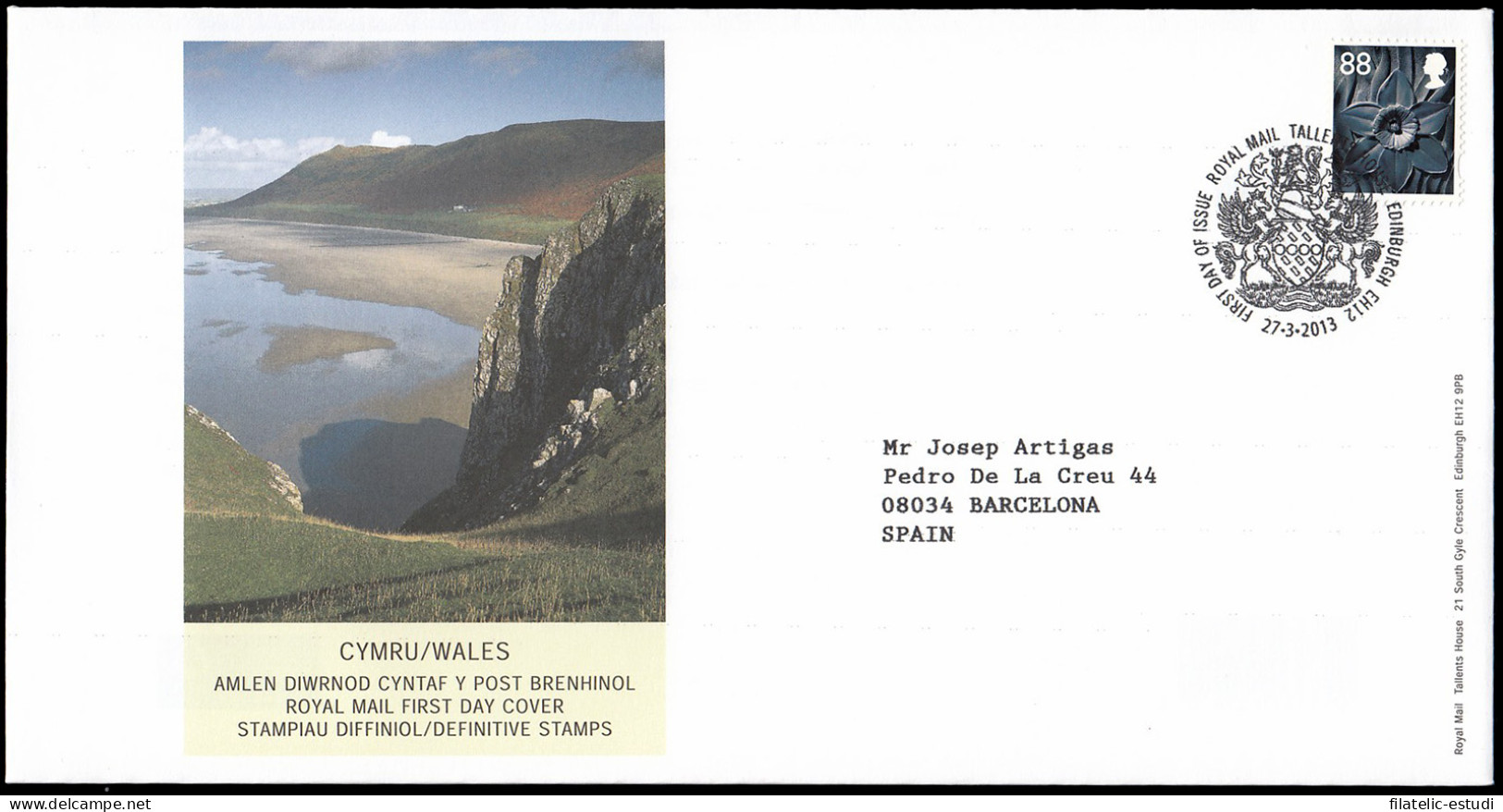 Gran Bretaña 3837 2013 SPD FDC Serie Regional Gales Sobre Primer Día Tallents  - Ohne Zuordnung