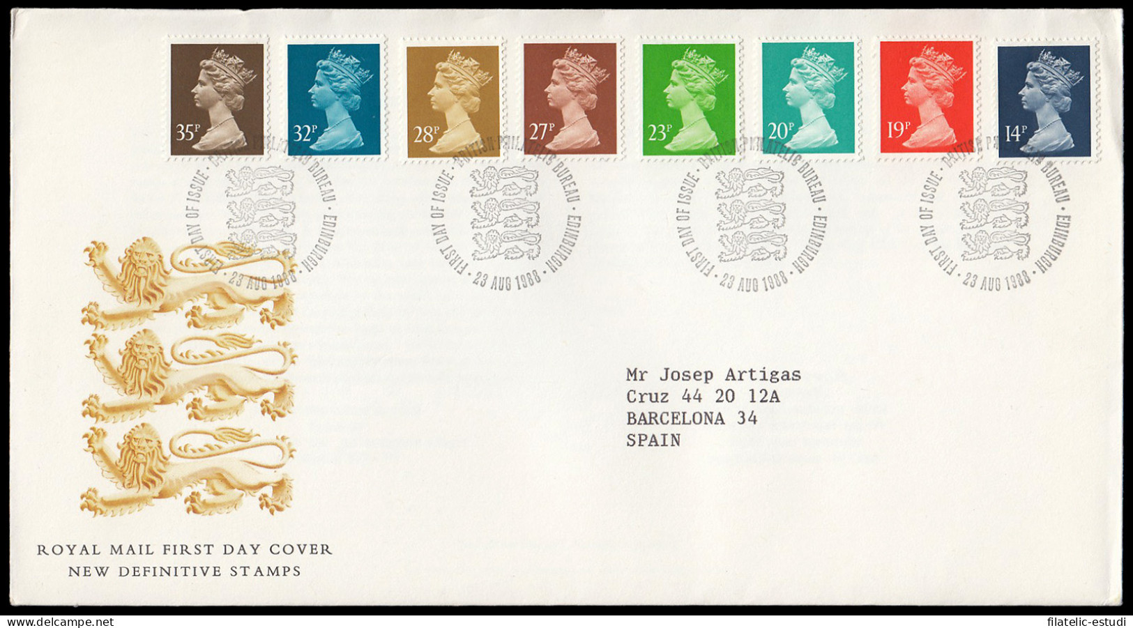 Gran Bretaña 1328/35 1988 SPD FDC Serie Reina Isabel II Sobre Primer Día Phila - Ohne Zuordnung