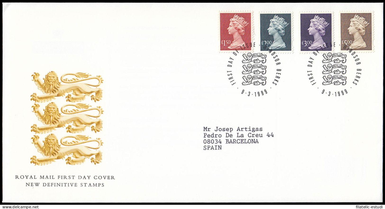 Gran Bretaña 2083/86 1999 SPD FDC Serie Reina Isabel II Sobre Primer Día Winds - Non Classificati