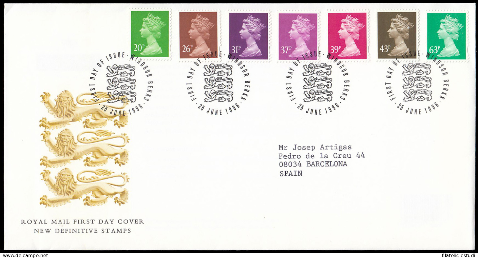Gran Bretaña 1876/82 1996 SPD FDC Serie Reina Isabel II Sobre Primer Día Winds - Ohne Zuordnung