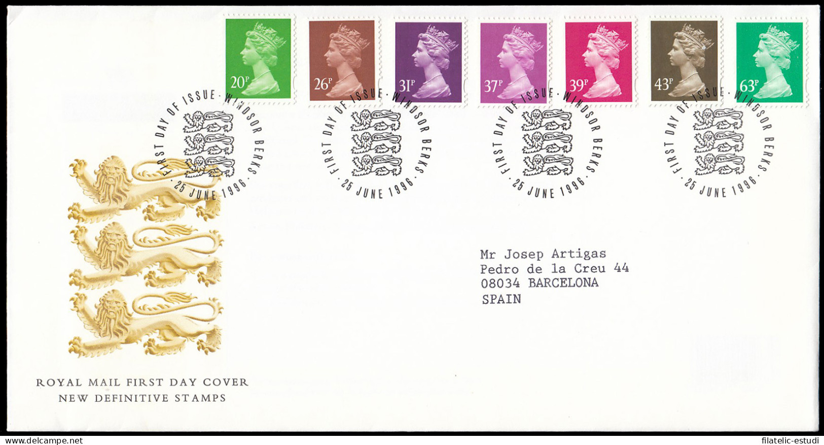 Gran Bretaña 1876/82 1996 SPD FDC Serie Reina Isabel II Sobre Primer Día Winds - Unclassified